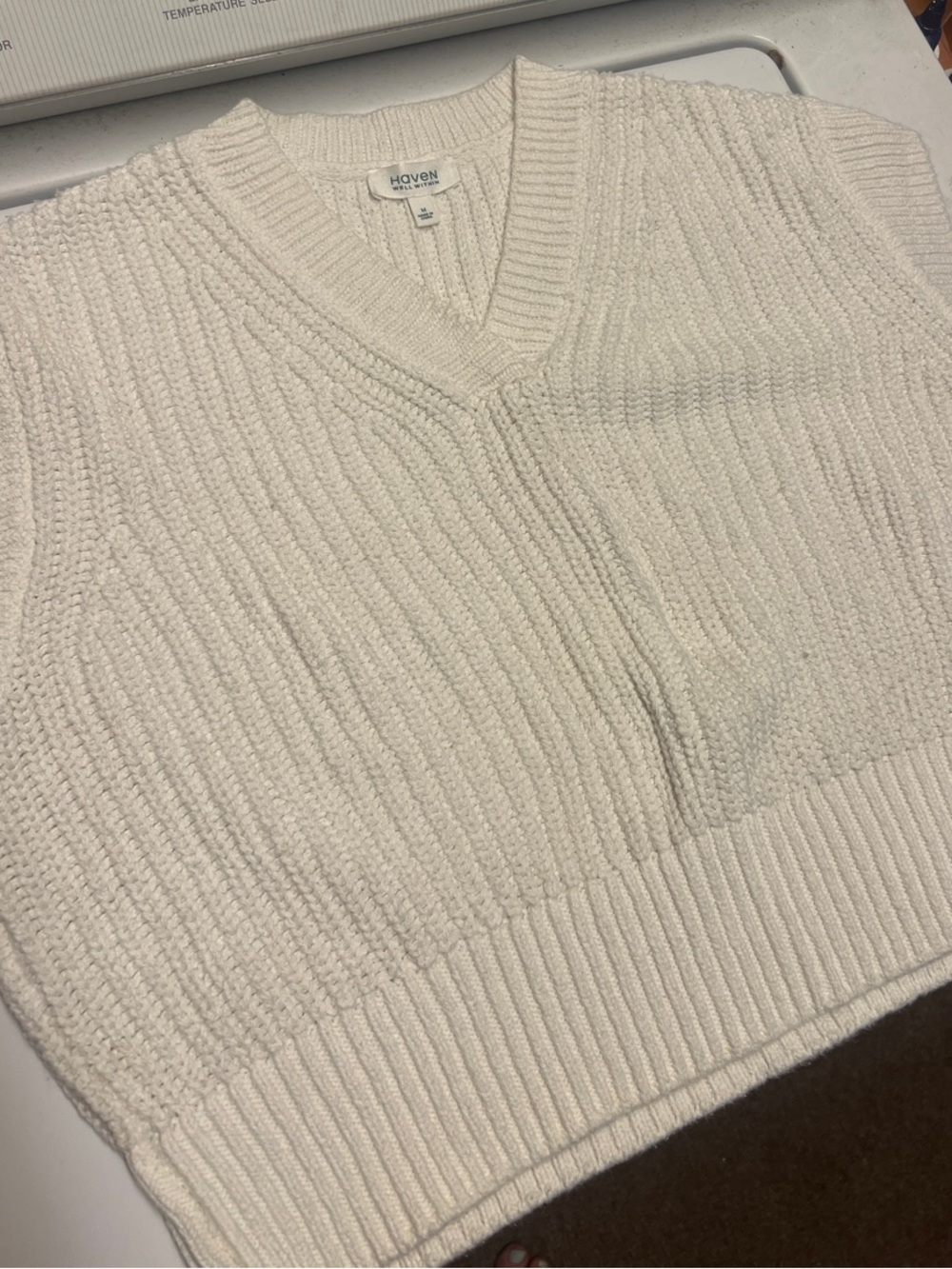 Organic cotton linen blend Haven Well  Within V-Neck Cropped Knit Sweater Vest